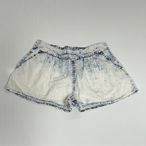 REWASH Acid Washed High Waist Pleated Pull On Shorts Small